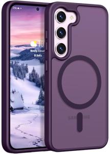 Rayboen for Samsung Galaxy S23 Case Magnetic, [Compatible with Magsafe] Protective Skin Feel Matte Phone Cover for Samsung S23 with Semi-Clear Hard Back & Soft Edge, Matte Purple
