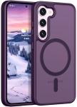 Rayboen for Samsung Galaxy S23 Case Magnetic, [Compatible with Magsafe] Protective Skin Feel Matte Phone Cover for Samsung S23 with Semi-Clear Hard Back & Soft Edge, Matte Purple