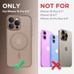 CAPRARO Magnetic Compatible with iPhone 16 Pro Case, Upgraded [Full Camera Protection] [Compatible with MagSafe] Protective Translucent Matte Women Girl Phone Case Cover, Withered Brown