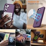 Rayboen for Samsung Galaxy S23 Case Magnetic, [Compatible with Magsafe] Protective Skin Feel Matte Phone Cover for Samsung S23 with Semi-Clear Hard Back & Soft Edge, Matte Purple