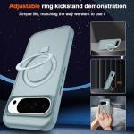 CHAOFEnG Magnetic Compatible with Google Pixel 10 & Pixel 10 Pro Case with Stand [Military Grade Drop Tested][Compatible with Magnet] Ring Translucent Slim Hard Back Soft Edge, Teal Green