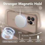 CAPRARO Magnetic Compatible with iPhone 16 Pro Case, Upgraded [Full Camera Protection] [Compatible with MagSafe] Protective Translucent Matte Women Girl Phone Case Cover, Withered Brown