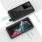 Lanhiem for Samsung Galaxy S22 Ultra Case, IP68 Waterproof Dustproof with Built-in Screen Protector, Heavy Duty Full Body Protective Phone Case for Samsung S22 Ultra 5G, Black/Clear