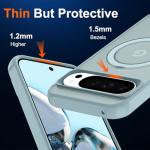 CHAOFEnG Magnetic Compatible with Google Pixel 10 & Pixel 10 Pro Case with Stand [Military Grade Drop Tested][Compatible with Magnet] Ring Translucent Slim Hard Back Soft Edge, Teal Green