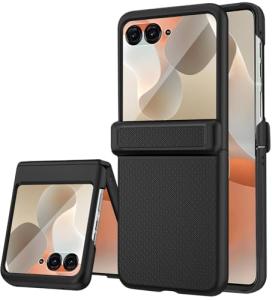 STORMTAL for Motorola Razr 2025 case, Hinge Protection, Built-in Screen Protector, Shockproof, Wireless Charging, Rugged Phone Protective Case for Moto Razr 2025 Black