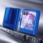 YZB Belt Case for Motorola Razr 2024 & Razr 2025, Blue | Slim Fit Lightweight & Snap-On Shockproof Protection Cover, Rotating Belt Clip Holster Kickstand Combo
