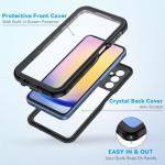 Lanhiem for Samsung Galaxy A25 5G Phone Case, IP68 Waterproof Dustproof, Built-in Screen Protector, Rugged Full Body Shockproof Protective Cover for Samsung A25 5G /4G 6.5", Black/Clear