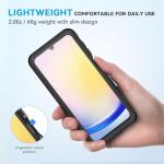 Lanhiem for Samsung Galaxy A25 5G Phone Case, IP68 Waterproof Dustproof, Built-in Screen Protector, Rugged Full Body Shockproof Protective Cover for Samsung A25 5G /4G 6.5", Black/Clear