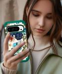 Hocase for Google Pixel 10 Case, Shockproof Heavy Duty Protection Hard Plastic+Silicone Rubber Bumper Hybrid Protective Case for Google Pixel 10/10 Pro 6.3" 2025 - Teal Flowers