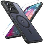 WakongHK for Motorola Moto G Power 2025 Case Magnetic,Translucent Matte Compatible with Magsafe [Military-Grade Protection] with Screen Protector Shockproof Protective Case for Moto G Power 2025-Black