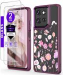 DagoRoo for Motorola Moto G Power 5G 2025 Case+Tempered Glass Screen Protector, Military Grade Protective Slim Soft TPU+Hard PC,Girls Women Crystal Clear Flower Pattern Case Cover (Floral)
