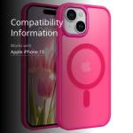 BENTOBEN for iPhone 15 Case, Magnetic iPhone15 Phone Case Compatible with MagSafe, Translucent Matte Magnetic Cover Shockproof Women Girl Protective Cute Case for iPhone 15 6.1", Hot Pink