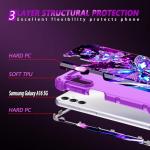 Miqala for Galaxy A16 5G Case,Glow in The Dark Three Layer Heavy Duty Shockproof Full Protection Hard Plastic Bumper+Soft Silicone Protective Case for Samsung Galaxy A16 5G 6.7 inch,Purple