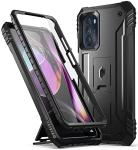 Poetic Revolution Case for Motorola Moto G 5G 6.5" (2022), [6FT Mil-Grade Drop Tested], Full-Body Rugged Dual-Layer Shockproof Protective Cover with Kickstand and Built-in-Screen Protector, Black