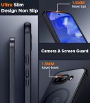 SPIDERCASE Magnetic for Google Pixel 9A Case, Military Grade Drop Protection Slim Translucent Matte Shockproof Anti-Fingerprint Phone Case for Pixel 9A, Black