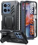 FNTCASE for Motorola Moto G-5G-2025 Case: Military Grade Drop Proof Protection Mobile Cover with Kickstand | Matte Textured Rugged Shockproof TPU | Protective Sturdy Phone Case - Black