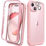 Diaclara Designed for iPhone 15 Case, Full Body Rugged Case with Built-in Touch Sensitive Anti-Scratch Screen Protector, with Camera Lens Protector for iPhone 15 6.1" (Coral Pink)