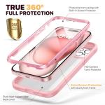 Diaclara Designed for iPhone 15 Case, Full Body Rugged Case with Built-in Touch Sensitive Anti-Scratch Screen Protector, with Camera Lens Protector for iPhone 15 6.1" (Coral Pink)