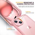 Diaclara Designed for iPhone 15 Case, Full Body Rugged Case with Built-in Touch Sensitive Anti-Scratch Screen Protector, with Camera Lens Protector for iPhone 15 6.1" (Coral Pink)