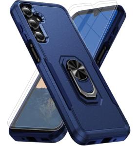 for Samsung Galaxy A16 5G Phone Case [15 FT Military Grade Drop Protection] with 2X Tempered Glass Screen Protector, Heavy-Duty Shockproof Magnetic Kickstand Case for Samsung Galaxy A16 5G (Dark Blue)