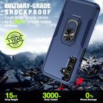 for Samsung Galaxy A16 5G Phone Case [15 FT Military Grade Drop Protection] with 2X Tempered Glass Screen Protector, Heavy-Duty Shockproof Magnetic Kickstand Case for Samsung Galaxy A16 5G (Dark Blue)