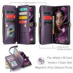 Defencase Compatible with Moto G - 2025 Case, RFID Blocking Wallet Case for Motorola Moto G 5G 2025 PU Leather Magnetic Flip Wrist Strap Zipper Card Holder Phone Cases for Women and Men, Purple
