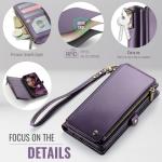 Defencase Compatible with Moto G - 2025 Case, RFID Blocking Wallet Case for Motorola Moto G 5G 2025 PU Leather Magnetic Flip Wrist Strap Zipper Card Holder Phone Cases for Women and Men, Purple