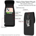 CoverON Holster for Motorola Moto G Power/G Play/Moto G 5G/ G Pure/Moto One 5G Plus/ G05 G15 E15 G100 Cell Phone Case Belt Clip Carabiner Card ID Holder Nylon Pouch Bag (Fits Otterbox or Case on)