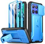 Poetic Revolution Case for Motorola Moto G Stylus 5G 2025, [Slide Camera Cover] [Screen Protector Works with Fingerprint ID] Military Grade Shockproof Phone Case with Built in Kickstand, Light Blue