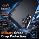 SPIDERCASE for Samsung Galaxy S24 Case, [12 FT Military Grade Drop Protection] with 2PCS [ Screen Protector+Camera Lens Protector] Heavy Duty Shockproof Case,Black