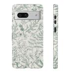 Obbii Compatible with Google Pixel 7a Case, 2 in 1 Slim Heavy Duty Protection Hybrid Hard PC Soft Silicone Rugged Bumper Antiscratch Protective Case for Google Pixel 7a 6.1 Inch (Green Floral)