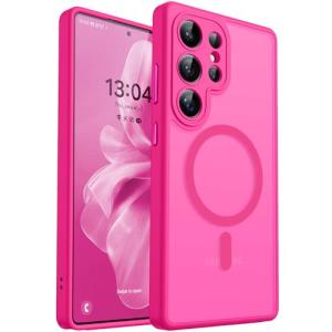 CANSHN Designed for Samsung Galaxy S25 Ultra Case (2025) [Full Camera Protection] [Compatible with Magsafe] Translucent Matte Back Protective Phone Cover, Hot Pink