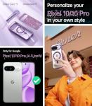 Meifigno Designed for Google Pixel 10/10 Pro Case 6.3", [Glitter Card & Wrist Strap][Compatible with MagSafe] Transparent Back and Electroplated Edges for Pixel 10 Pro Case/Pixel 10 Case, Purple