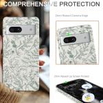 Obbii Compatible with Google Pixel 7a Case, 2 in 1 Slim Heavy Duty Protection Hybrid Hard PC Soft Silicone Rugged Bumper Antiscratch Protective Case for Google Pixel 7a 6.1 Inch (Green Floral)