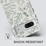 Obbii Compatible with Google Pixel 7a Case, 2 in 1 Slim Heavy Duty Protection Hybrid Hard PC Soft Silicone Rugged Bumper Antiscratch Protective Case for Google Pixel 7a 6.1 Inch (Green Floral)