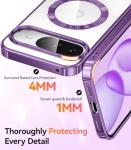 Meifigno Designed for Google Pixel 10/10 Pro Case 6.3", [Glitter Card & Wrist Strap][Compatible with MagSafe] Transparent Back and Electroplated Edges for Pixel 10 Pro Case/Pixel 10 Case, Purple