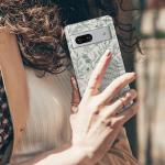 Obbii Compatible with Google Pixel 7a Case, 2 in 1 Slim Heavy Duty Protection Hybrid Hard PC Soft Silicone Rugged Bumper Antiscratch Protective Case for Google Pixel 7a 6.1 Inch (Green Floral)