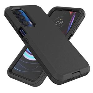 TIOZOLY Heavy Duty Defender Case for Motorola Moto Edge 2021/5G UW, Black, Rugged, Shockproof, Dustproof, 3 in 1 Design, Military Grade Protection