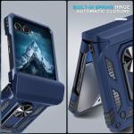Janmitta Compatible with Moto Razr 2024/2025 Case,Razr+ Plus 2024/2025 Case with Lanyard+Hinge Protection+Finger Ring Holder Kickstand,Dual-Layer Full Body Protective Shockproof Phone Cover,Blue