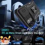 DEERLAMN Case for Samsung Galaxy A16 5G with Slide Camera Cover+Screen Protector (1 Pack), Rotated Ring Kickstand Military Grade Shockproof Protective Cover-Black