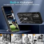 DEERLAMN Case for Samsung Galaxy A16 5G with Slide Camera Cover+Screen Protector (1 Pack), Rotated Ring Kickstand Military Grade Shockproof Protective Cover-Black