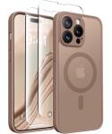 CAPRARO Magnetic for iPhone 14 Pro Max Case, [Compatible with MagSafe] [Full Camera Protection] Shockproof Protective Slim Translucent Matte Phone Case for iPhone 14 Pro Max 6.7'', Brown