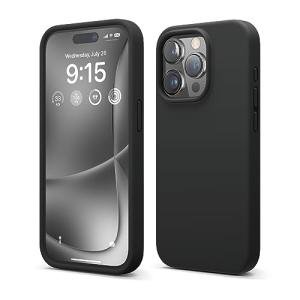 elago Compatible with iPhone 15 Pro Case, Liquid Silicone, Full Body Protective Cover, Shockproof, Slim Phone, Anti-Scratch Soft Microfiber Lining, 6.1 inch (Black)