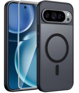 FNTCASE for Google Pixel 10 Pro XL Case: for Pixel 9 Pro XL Case | Magnetic Matte Shockproof Rugged Translucent Phone Cover - Military Grade Drop Proof Sturdy Slim Protective Cases (6.8 inch/Black)