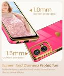 for Motorola Moto-G-5G-2024 Case with 2X Screen Protector,Girl Women Cute Girly Love-Heart Luxury Gold Soft Cover Camera Protection Bumper Silicone Shockproof Phone Case for Moto G 5G 2024(Hot Pink)