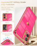 for Motorola Moto-G-5G-2024 Case with 2X Screen Protector,Girl Women Cute Girly Love-Heart Luxury Gold Soft Cover Camera Protection Bumper Silicone Shockproof Phone Case for Moto G 5G 2024(Hot Pink)