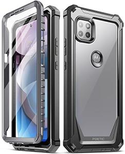 Poetic Guardian Series Case Designed for Motorola Moto One 5G Ace (2021), Full-Body Hybrid Shockproof Bumper Clear Protective Cover Case,Built-in-Screen Protector, Black/Clear