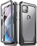 Poetic Guardian Series Case Designed for Motorola Moto One 5G Ace (2021), Full-Body Hybrid Shockproof Bumper Clear Protective Cover Case,Built-in-Screen Protector, Black/Clear