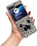 for Motorola Moto Razr 2025/2024 Phone Case, Cute Cartoon Mirror Diamond Glitter Crystal Rhinestone Women Girls Fashion Luxury Shiny Sparkle Crystal Phone Case for Moto Razr 60/50 5G