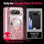 Casetego for Google Pixel 10 Case,Pixel 10 Pro Case,Compatible with MagSafe,Glitter Sparkle Magnetic Plated Slim Shockproof Soft TPU Bumper Cover for Google Pixel 10/10 Pro,Rose Gold
